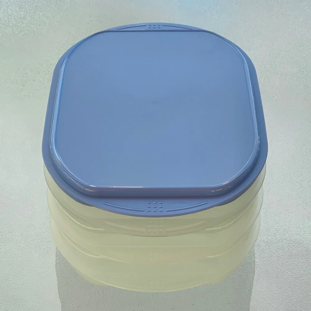 Tupperware Fridge Stackables Deli Meat Keeper Stacking Trays with Blue Lid